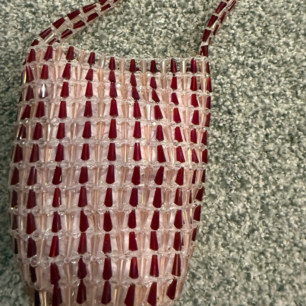 J. Crew Burgundy and Clear Beaded Mini Sling Bag - Picture 3 of 4